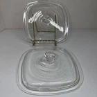 Vintage Pyrex Corningware Clear Glass Replacement Lid C-7 7.25”Square Set Of 2