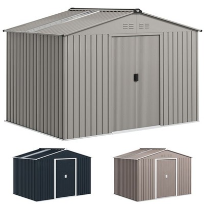 Outsunny Verzinkter Stahl Gerätehaus 4,9m² 277x195x192cm Geräteschuppen