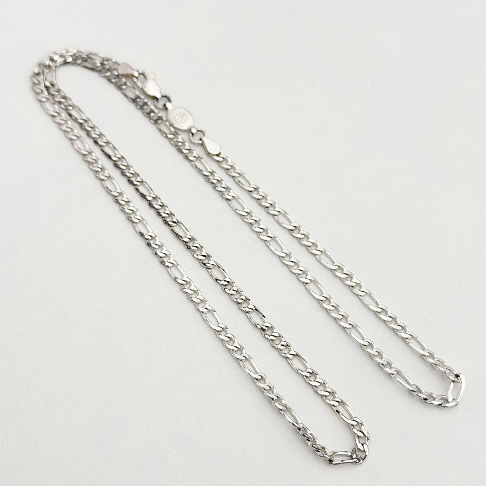 925 Italy Sterling Silver Vintage Figaro Chain Link Necklace 24