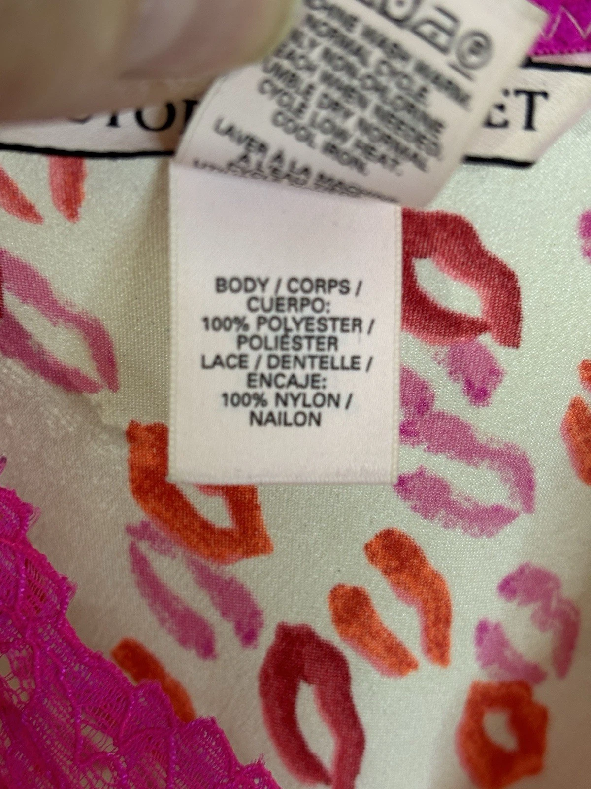 UNDERCOVER Abito vestito VICTORIA’S SECRET rosa labbra baci slip XS bordo pizzo