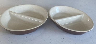 2x große braune Steingut Servierschalen. Oval 26,5 cm x 22 cm. Sehr guter Zustand