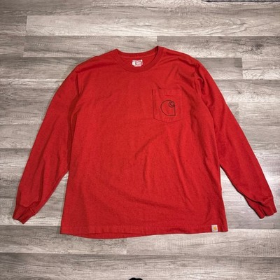 Carhartt Relaxed Fit Long Sleeve Pocket T-Shirt Red