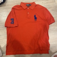 Polo Ralph Lauren Men 2XL Big Pony Logo Number 3 Red Shirt Short Sleeve