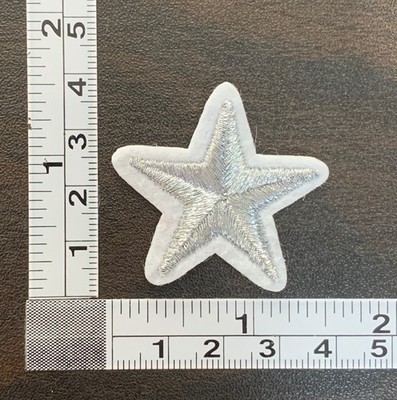 Silver Star Embroidered Iron On Patch