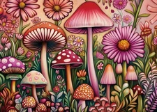 Mushroom Flower Garden Puzzles for Adults 1000 Pieces Nature Pretty
