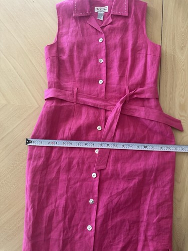 Pink Talbots Sleeveless Irish Linen Button Up Shirt Dress With Pockets - Picture 9 of 12