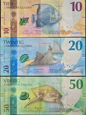 Carabao And Sint Maarten Lot Of Carribean Gulden Banknotes 10-50 XF+ - AUNC
