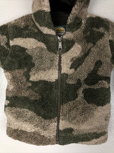 Cabelas Berber Fleece Jacket Youth Kids 18-24M Regular Hooded Camo Windproof Zip - Picture 3 of 12