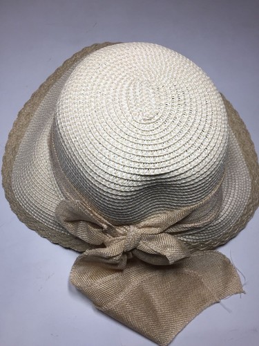 Women's Black Bow 100% Straw Natural Packable Cloche Floppy SPF50 Summer Sun Hat - Picture 7 of 28