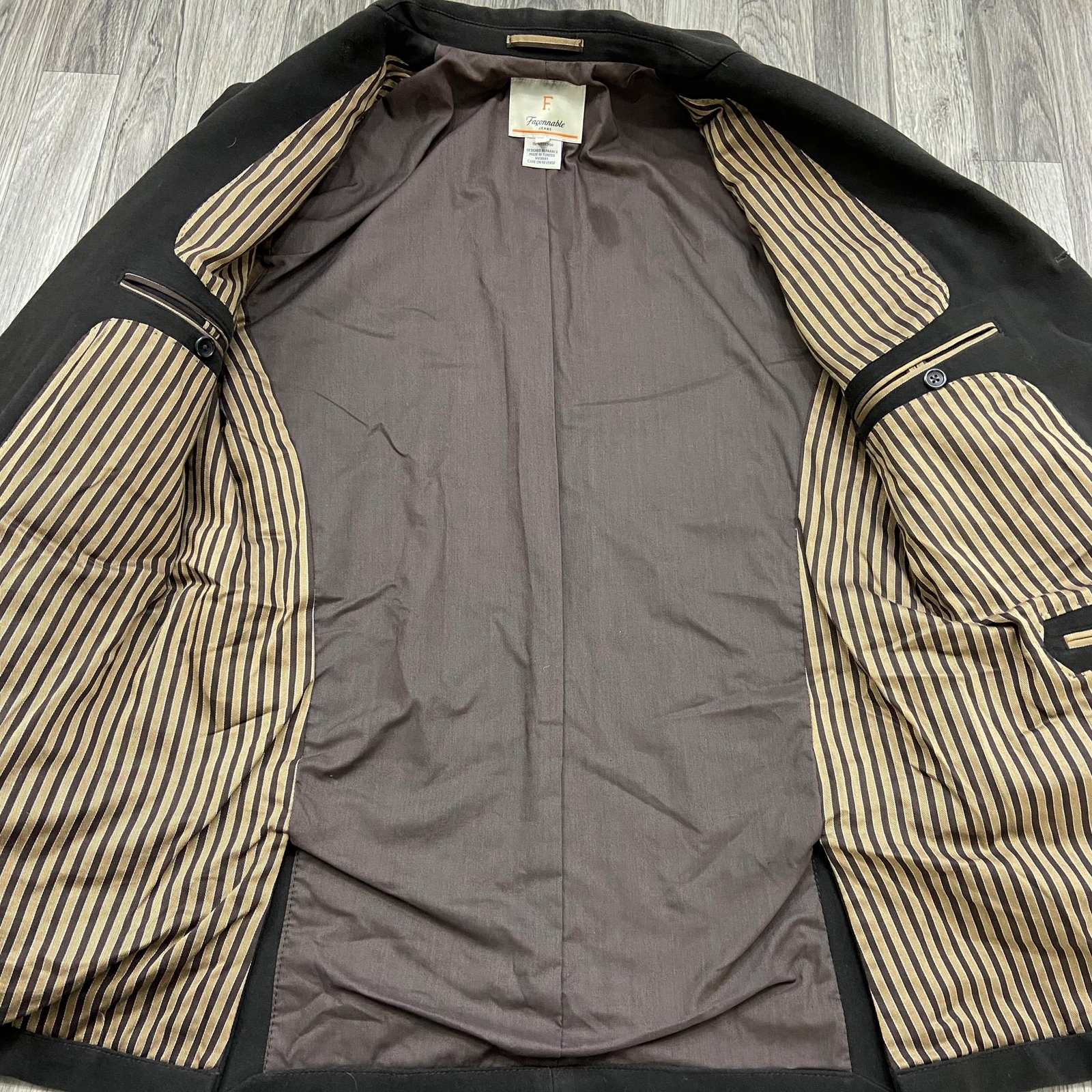 FACONNABLE Button Front Brown Blazer Jacket w/ Li… - image 4