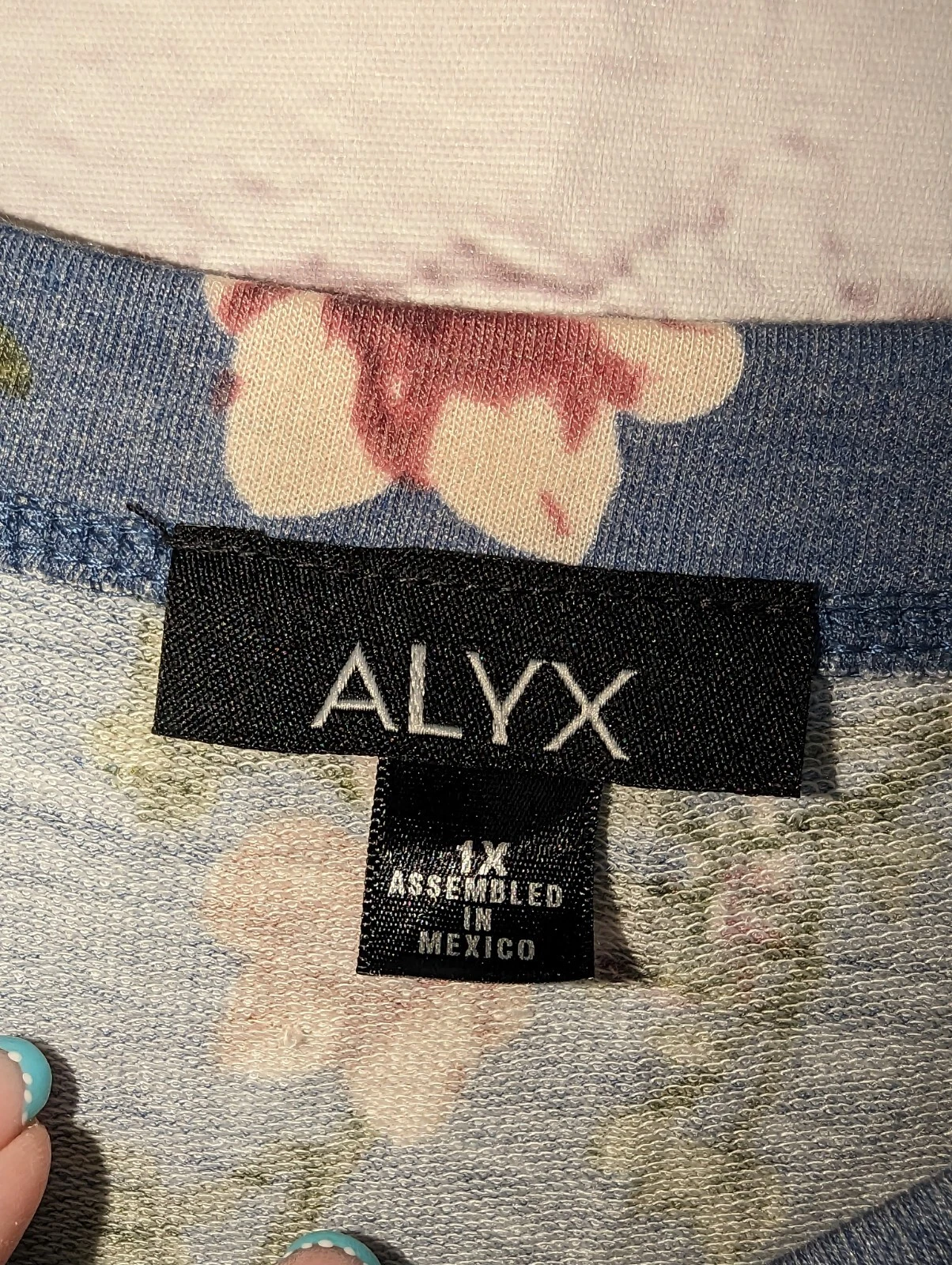 Abito tubino donna Alyx blu floreale manica a campana 3 4 con cravatte buco della serratura tg 1X