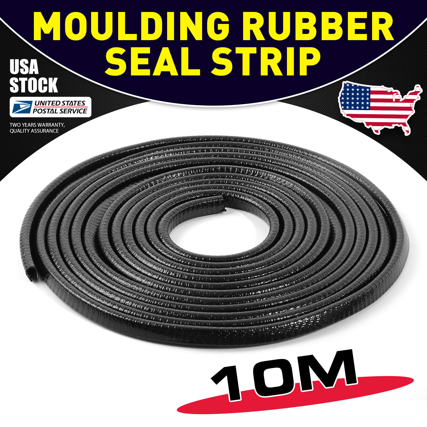 Rubber Seal Strip for Car Doors 10m Push-On Pinch Weld Trim Decoration