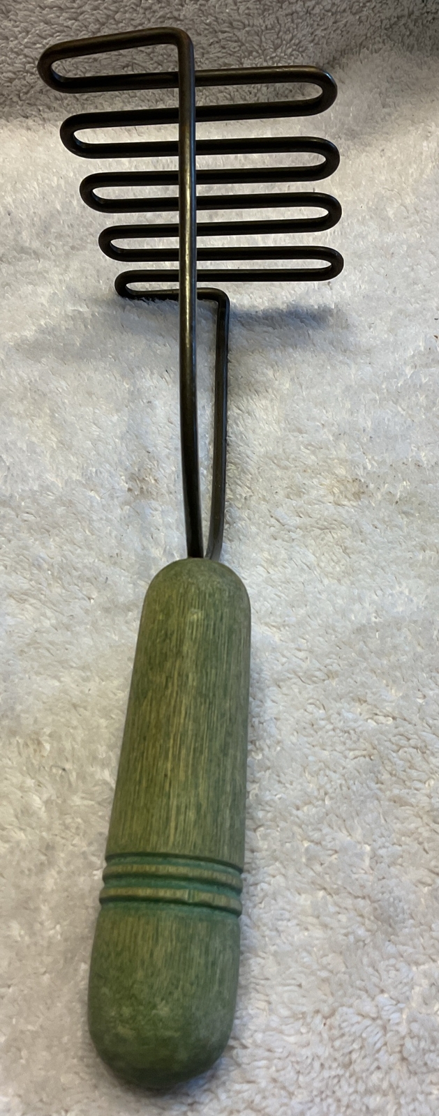Vtg. Green Wood Handle Antique Steel Potato Masher eBay