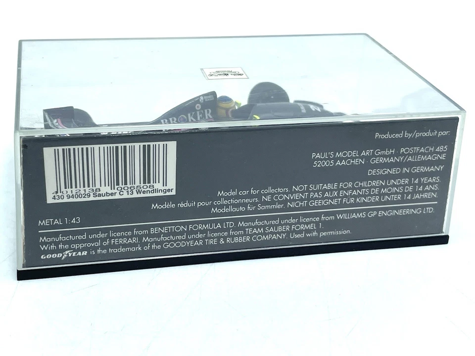 MINICHAMPS 1/43 Sauber Mercedes C13 Wendlinger #NIB PG - Immagine 2 di 2