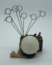 Vintage Golf Themed Letter Card Picture Holder Stand for Executive Desk