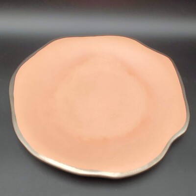 RARE Julie Sanders Gold Trim Cyclamen Pottery 12” Dinner Plate