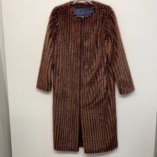 House Of Harlow X Revolve Cayson Coat In Navy & Burnt Orange Faux Fur Duster