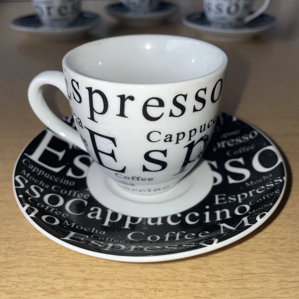 Cappuccino Espresso Gibson Everyday Cuban Cafecito Taza y Platillo Servicio Para 4 Foto 2 de 4