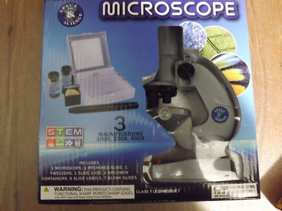 NEW Space & Science MICROSCOPE kit 3x magnifications prepared slide STEM set