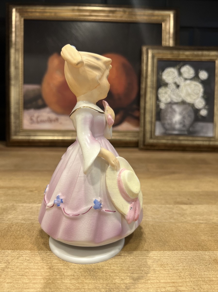 Vintage Porcelain Girl Figurine Schmid Brothers INC Music Box