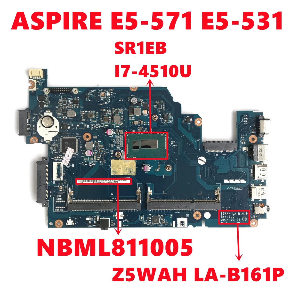 LP Aspire エルピー ボンゴ LPM2049-AW LPA601-AM For Acer ASPIRE E5-571 E5-531 Laptop Motherboard Z5WAH LA