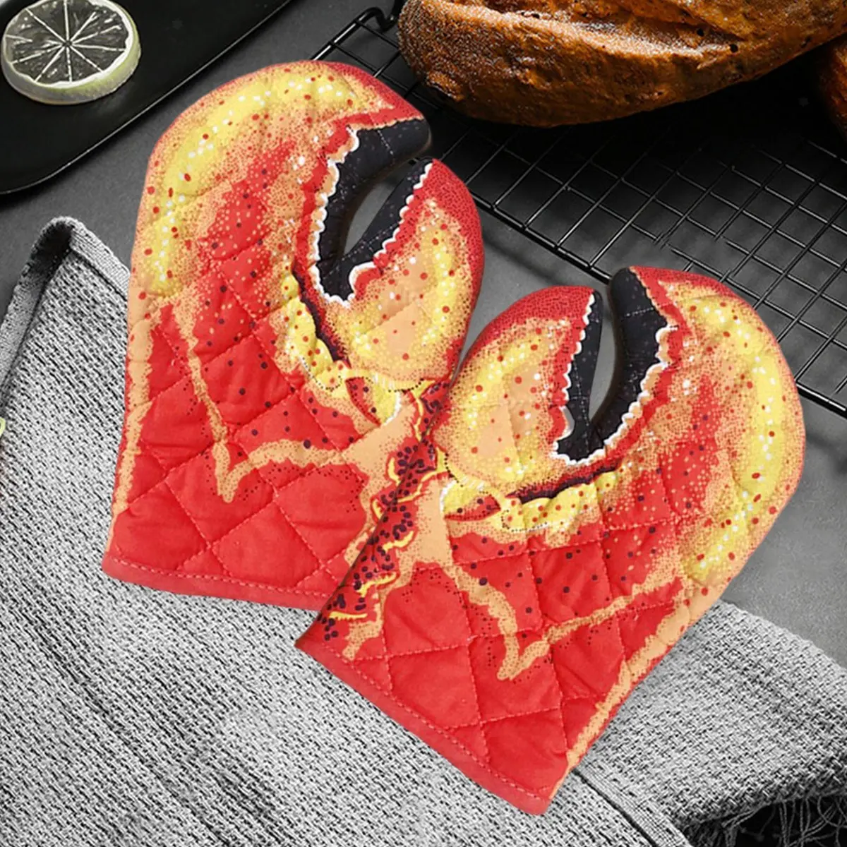 Lobster Claw Oven Mitts for Oven Cooking Cotton Lining Claw Gloves