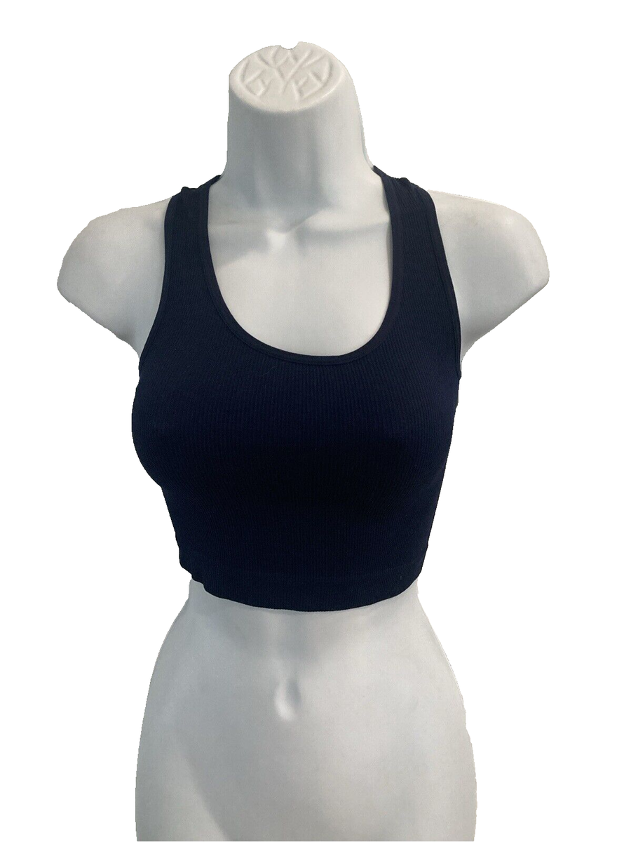 AVETO Juniors' Racerback Tank Top Size Small Cropped Navy Blue