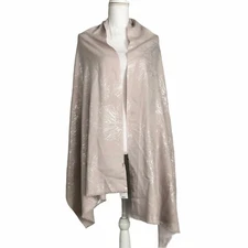 INC Womens Oversized Ancient Stone Scarf Wrap Silver Floral #MQ1