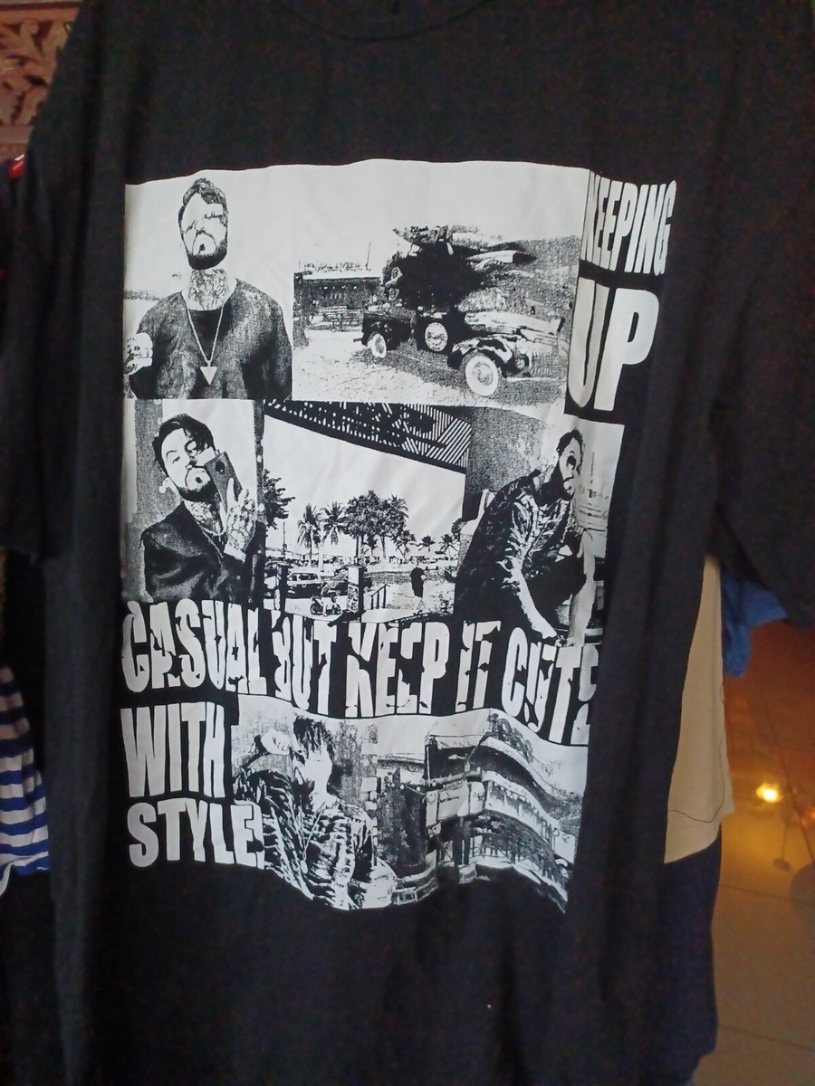 Shein Black Men's T-Shirt Size L ,Graffic Design, Casual but