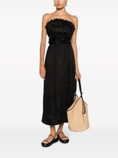 AJE Dress BNWT AU 8 US 4 Black Whisper Knot Strapless Ruffle Midi RRP: $625