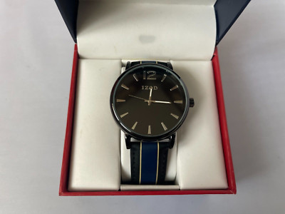 IZOD Men's Japan Movement ,Stainless Steel back Stripe Belt Watch
