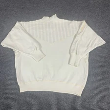VTG Bee Wear Sweater Womens L White Mock Sleeve Zipper Retro Pullover Nautical