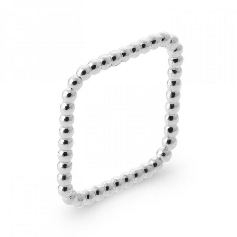 Bague carrée en argent 925 ornée de boules pour votre style casual