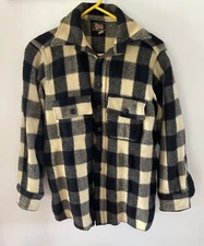 VTG Men's Woolrich 100% Wool Jacket Size 16 Large? Plaid Black Long Sleeve 1950s