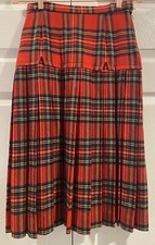 100 Reine Wolle Kilt Skirt Scottish Tartan 100 Wool Red Plaid Vtg Size 4