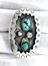 Vintage Handmade Navajo Southwest Pure Sterling Silver Turquoise Cabochon Ring