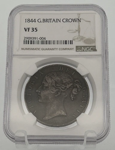1844 Great Britain England UK Victoria Crown Coin - Certified NGC VF35