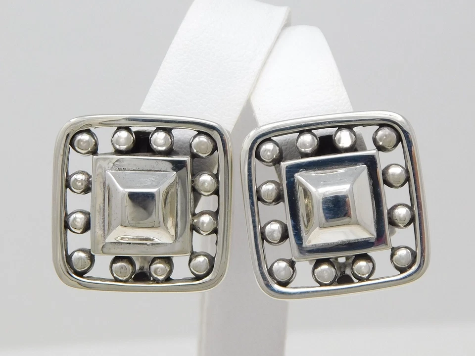 Kieselstein Cord Sterling Squarish Clip On Pyramid Earrings B6271 - Image 2 of 4