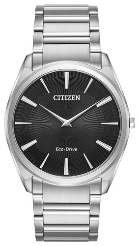 Citizen Eco-Drive Men's Stiletto Black Dial Silver-Tone 38mm Watch  AR3070-55E 13205121432 | eBay