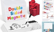 Pack Magnetic Small White Board Set - Double Sided Magnet Dry Erase Ruled 24