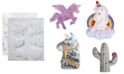 Gießform Tiere Einhorn Lama 6-9 cm aus Kunststoff für Beton Gießmassen ua Rayher