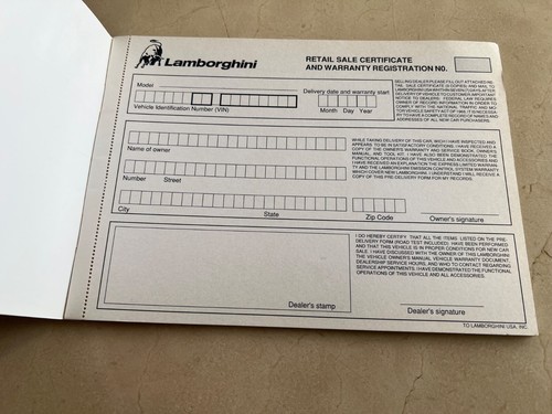 Lamborghini LM002 USA unused service warranty book genuine & original NOS - Picture 4 of 14