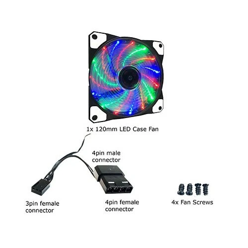 APEVIA 120mm Multicolor LED Case Fan w/ Anti-Vibration Rubber Pads ( 1 Fans ) - Image 4 of 4