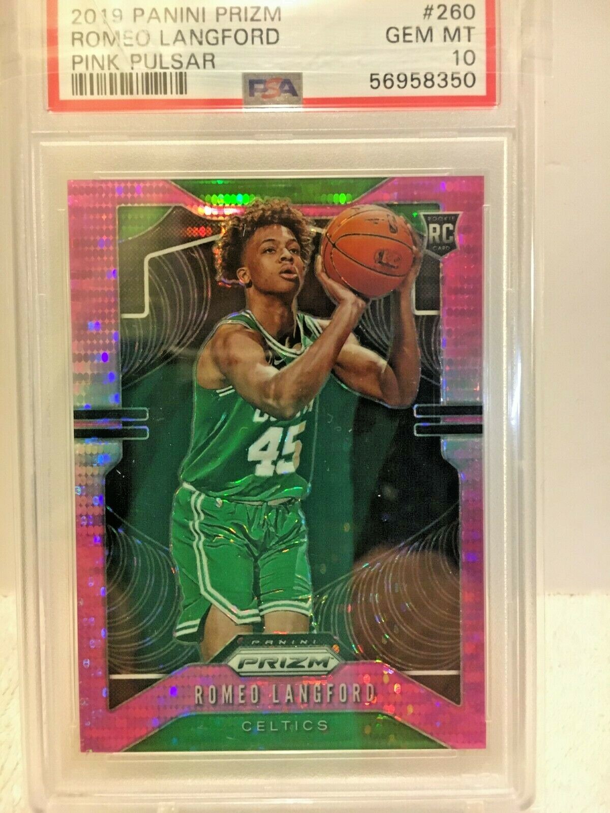 PSA 10 2019 Panini PRIZM Romeo Langford RC #260 Pink Pulsar ROOKIE 36/42