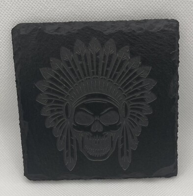 Set of 4 Personalized Slate Coasters - Engraved Coasters - Square Family name