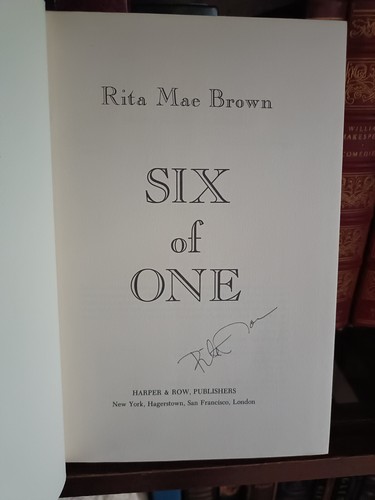 SIGNED_Six of One_Rita Mae Brown_HCDJ_1978_1st Edition / 1st Printing_Very Good - Picture 5 of 12