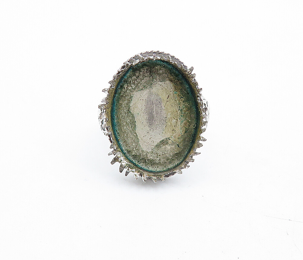 【美品】LORO VO ring 19号 silver925 Saito - 18Kt Gold Family Crest with two diamonds Silver Slim