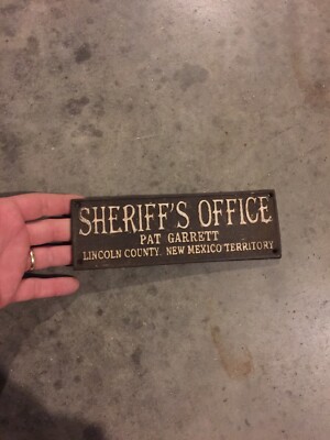 Sheriff Metal Sign Plaque Cowboy Indians Cast Iron Wyatt Earp Rodeo Tombstone