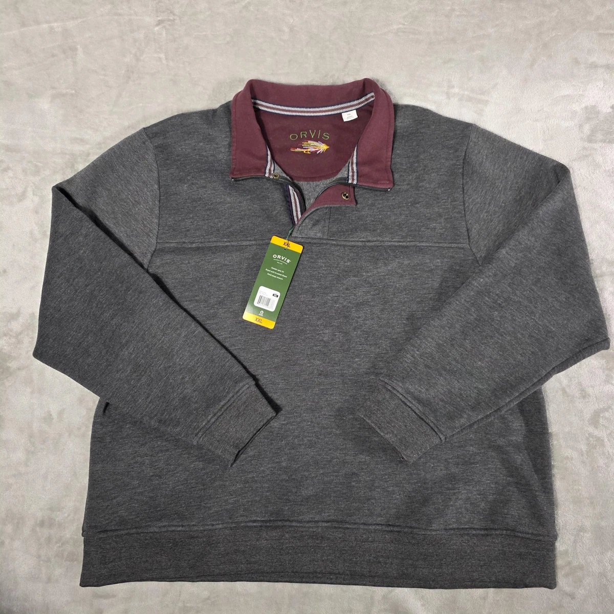 Pull homme vintage Orvis grand pull polaire quart vert zippé