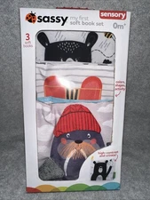 Sassy My First Soft Book Set of 3 Baby Toddler Om + Colors Shapes Crinkle Fabric